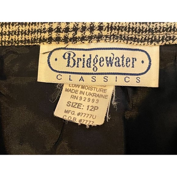 Bridgewater Women Dress Pants Plaid High Rise Pleated Straight Leg Gray Size 12P - Picture 9 of 10